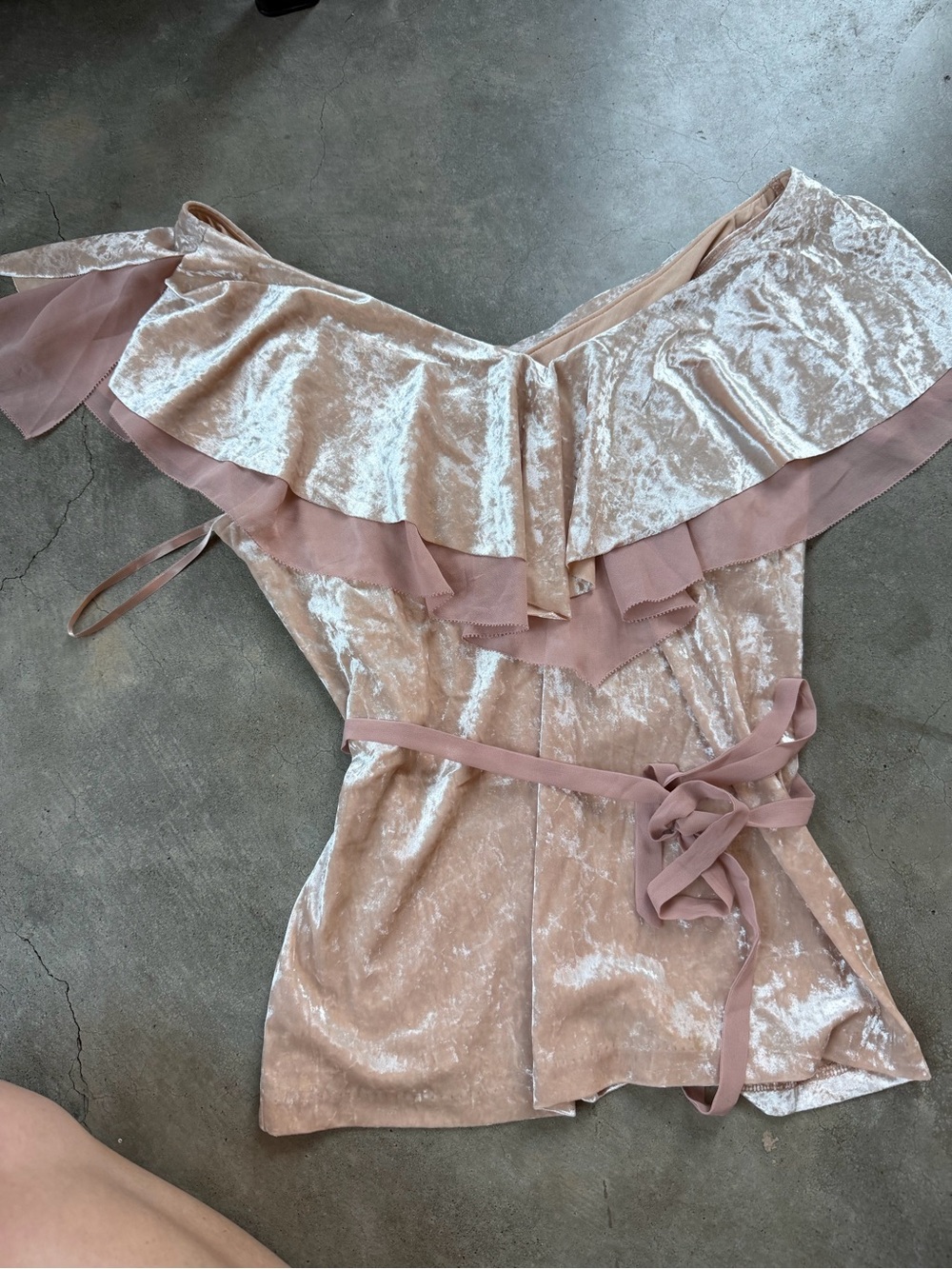 White House Black Market blush velvet Blouse
